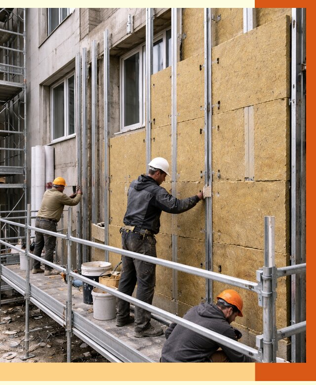 Утепление вентилируемого фасада в Стрежевом от 5709 руб/м2 — монтаж и утепление вентфасад | ТепломастерСтж